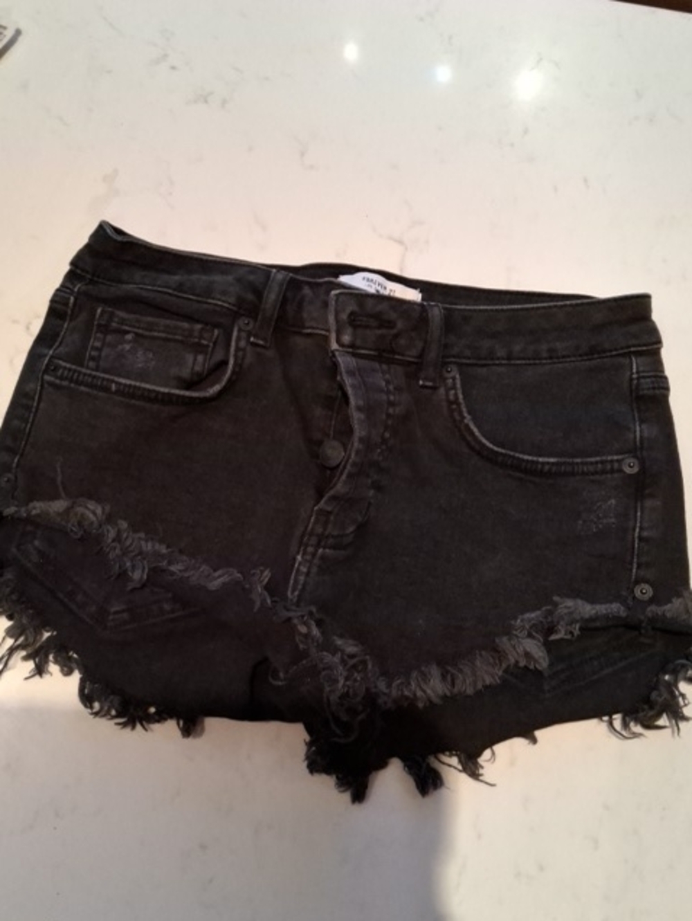 Forever 21 Black Distressed Denim Jean Shorts